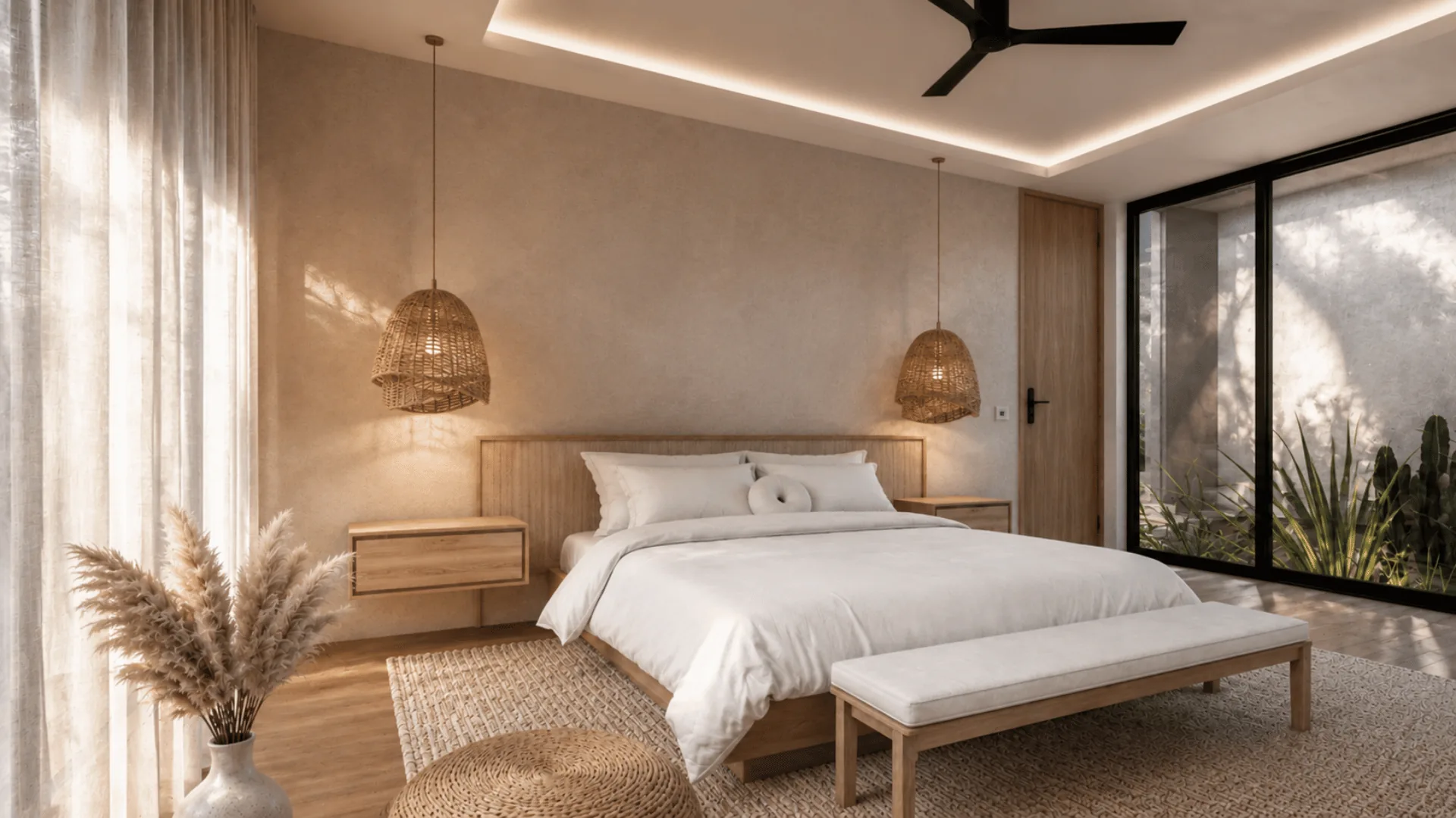 Jardín Eterno master bedroom opening to a private garden