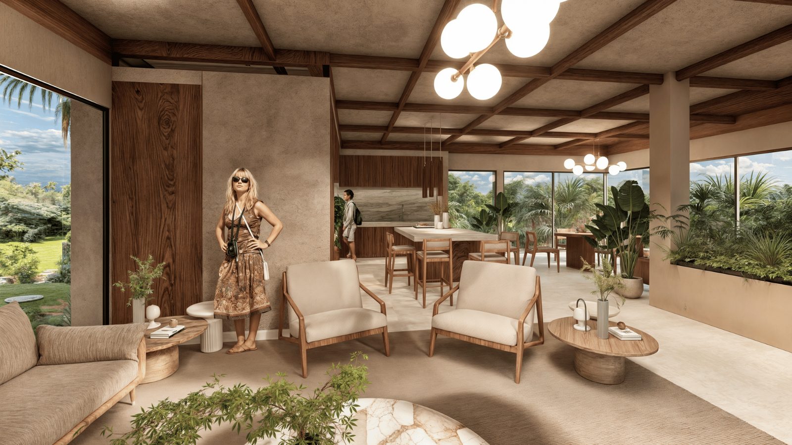 Alba Nueva open social area with living and dining