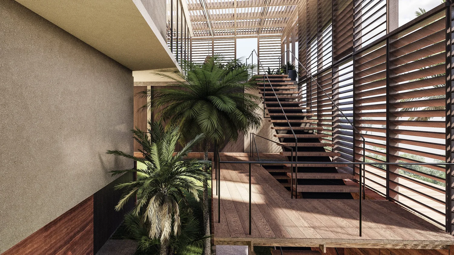 Inner courtyard patio of a Shift Esperanza home in Nosara