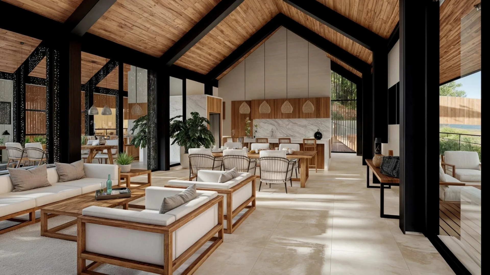 Arroyo Escondido vaulted open-plan interior