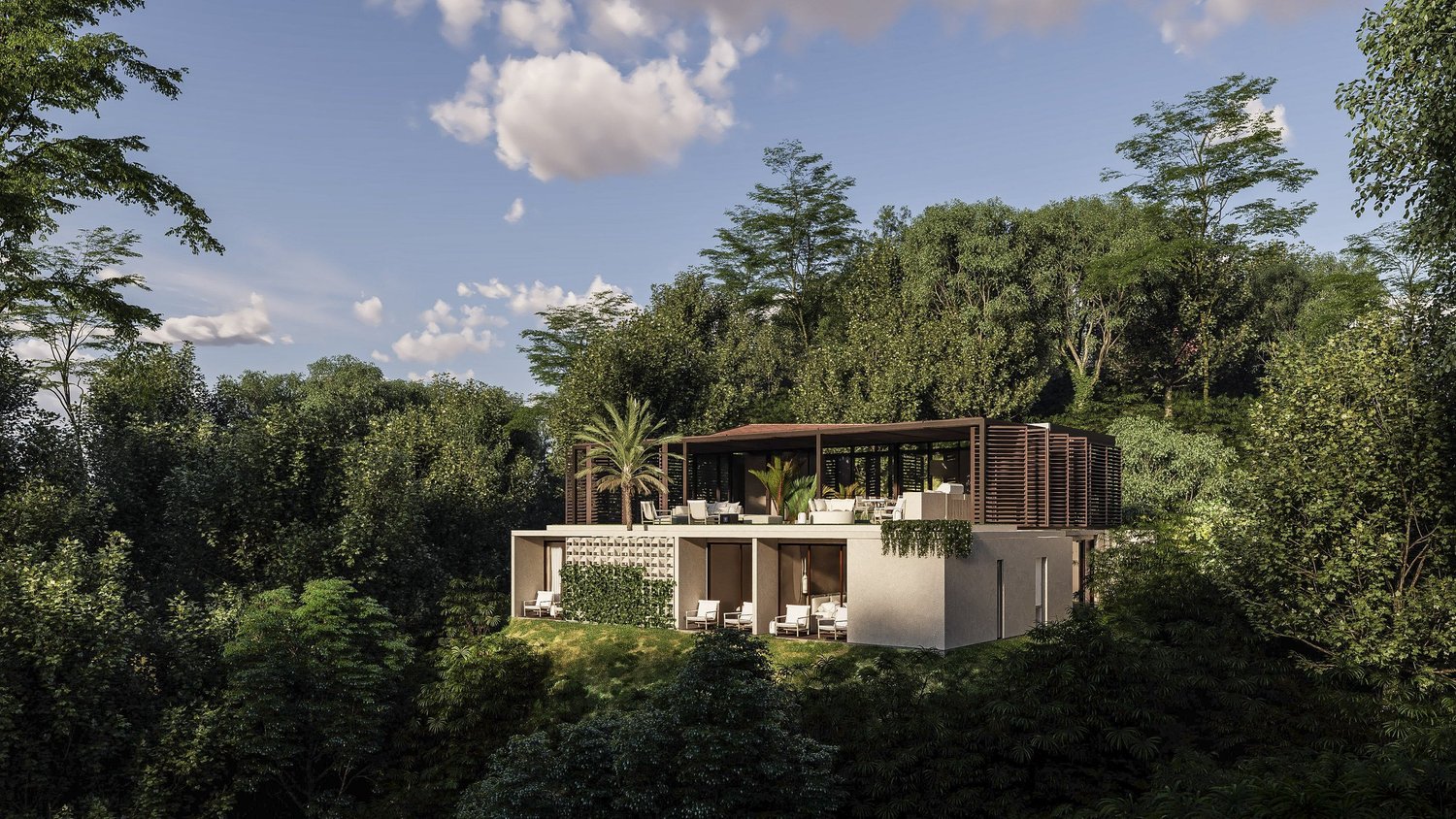 Home design surrounded by forest