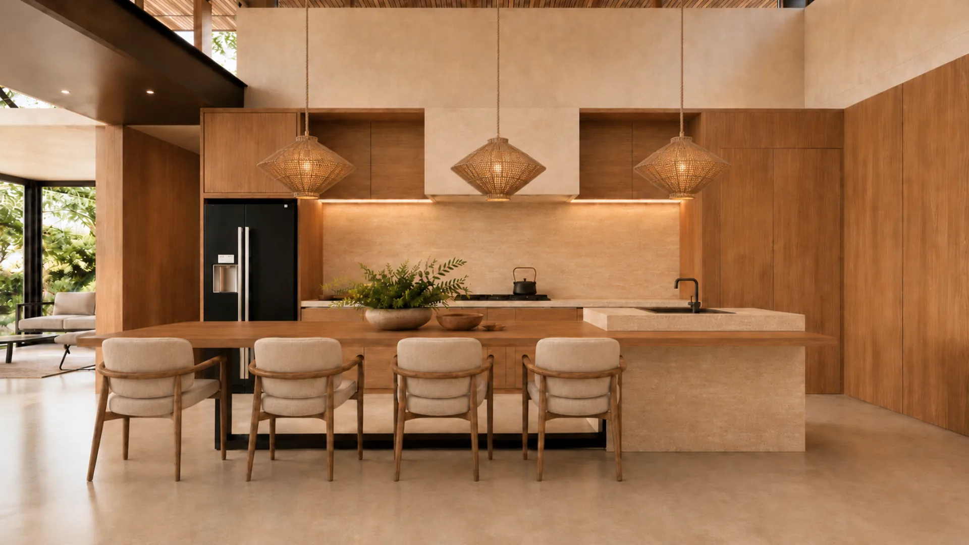Casa Iki kitchen opening onto the living volume