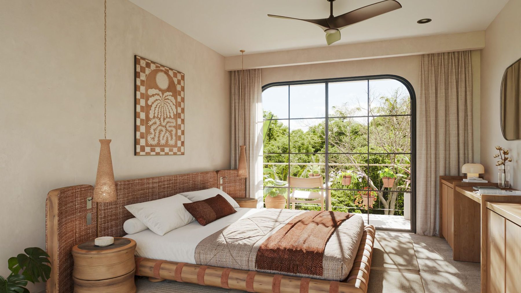 Villa Luma bedroom with forest views
