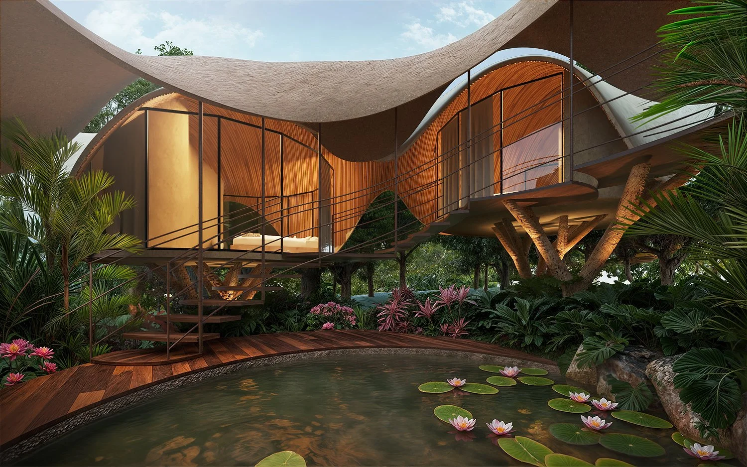 Arquitectura tropical integrada con la naturaleza