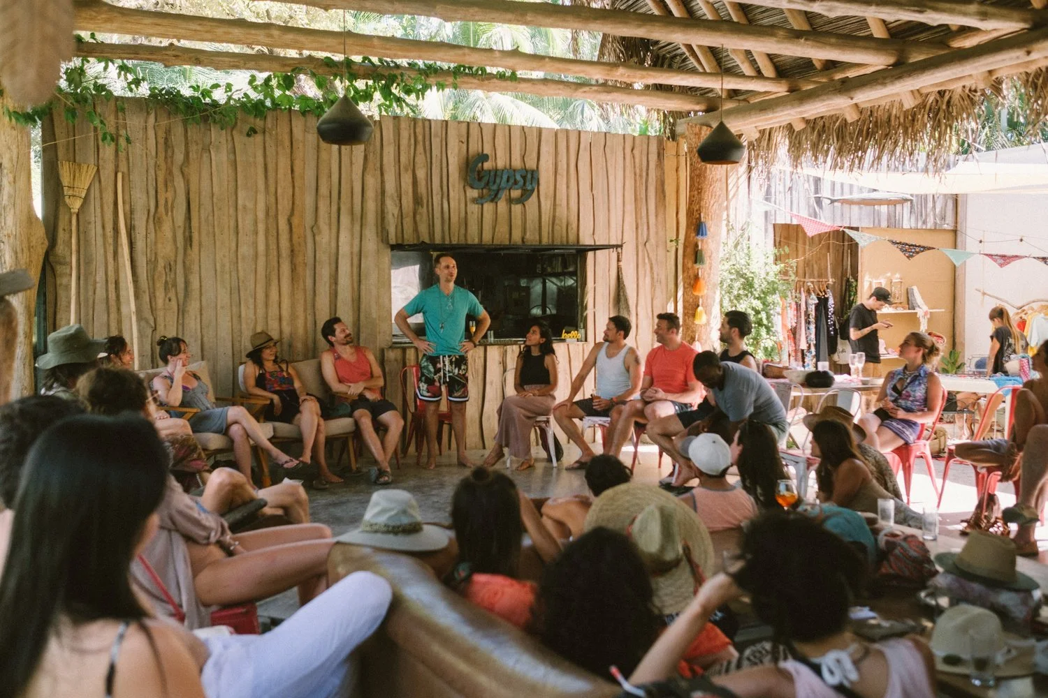 Community conversation in an open-air space